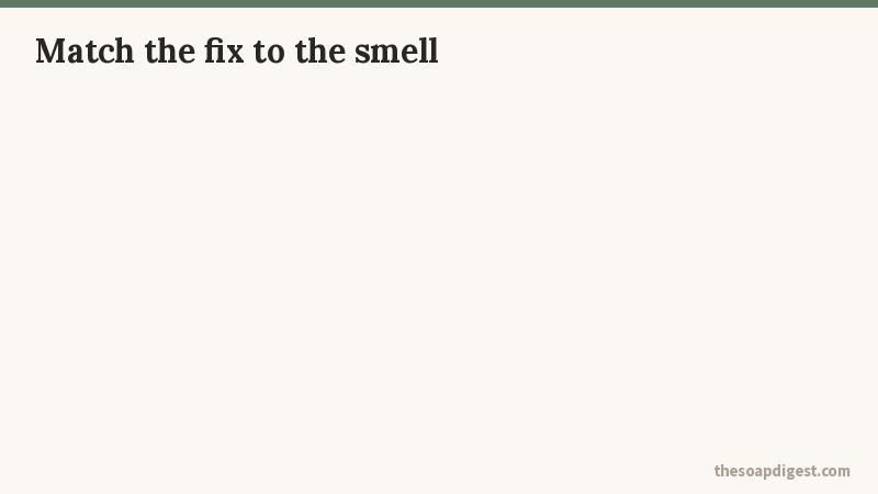 Animated four-step routine: work out which smell it is, antiperspirant on dry skin at night, wash the oily spots at ears, neck and chest, strip the odor out of fabric
